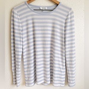 Haven Well Within Comfy Lounge Striped Henley Long Sleeve Top Size Large